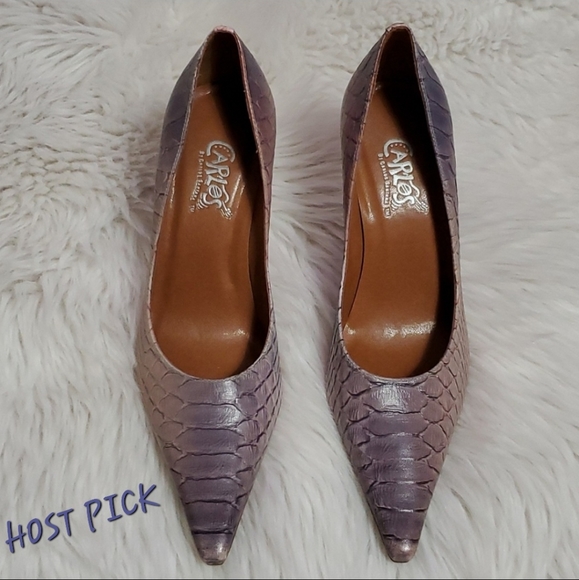 Carlos Santana Shoes - Carlos Santana lavender snakeprint leather pumps